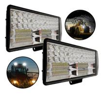 Par de Faróis de milha LED 252W LE-6728 p/ Trator caminhão Guincho Maquinário Obras Holofote