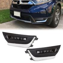 Par de Faróis de Neblina HECASA LED DRL com Aro Cromado para Honda CRV 2017-19 Par de Faróis de Neblina HECASA LED DRL com Aro Cromado para Honda CRV 2017-19