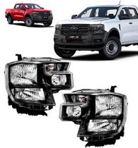 Par de Faróis Dianteiros Ford Ranger XL 2024 Sem LED e DRL Par de Faróis Dianteiros Ford Ranger XL 2024 Sem LED e DRL