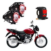 Par de Farol de Milha Angel Eye U7 Mini Vermelho para Moto Honda CG 150 TITAN KS 2004 2005 2006 2007 2008 2009