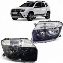 Par de Farol Renault Duster 2012 2013 2014 2015 Mascara Negra Dianteiro