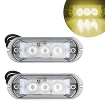 Par de Farol Strobo PRO Slim AJK 3 Leds Âmbar Par de Farol Strobo PRO Slim AJK 3 Leds Âmbar