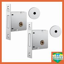Par de Fechadura para Porta Tetra Chave Auxiliar Inox 1004 40mm STAM