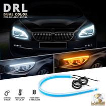 Par de Fitas LED Flexível DRL Branco e Âmbar para Farol e Seta Sequencial Par de Fitas LED Flexível DRL Branco e Âmbar para Farol e Seta Sequencial
