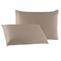 Par de Fronha Algodão Lisa de Malha 100% Algodão com Zíper Bege