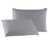 Par de Fronha Algodão Lisa de Malha 100% Algodão com Zíper Cinza