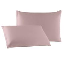 Par de Fronha Algodão Lisa de Malha 100% Algodão com Zíper Rose