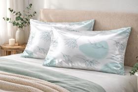 Par De Fronha De Cetim Estampada Seda Exclusiva Ultra Macia Anti Frizz Kit 02 Peças 70x50cm