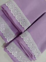 Par de Fronha de Lese Com Bordado Inglês Super Macia Uso Diário 70x45cm Kit 02 Peças!