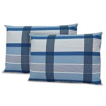 Par De Fronha Estampada 100% Algodão Percal 200 Fios Listrada Envelope Macia