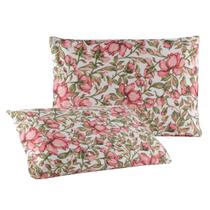 Par de Fronha Estampada de Malha 100% Algodão com Zíper Rose