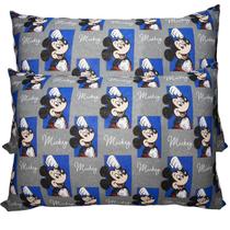 Par de Fronha KazzaVip Malha 100% Algodão Disney Estampada Mickey Quadros 48cmx68cm Cinza