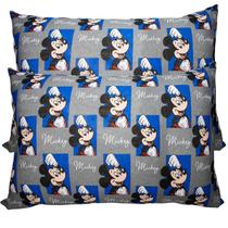 Par de Fronha KazzaVip Malha 100% Algodão Disney Estampada Mickey Quadros 48cmx68cm Cinza