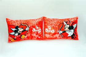 Par de Fronha Mickey e Minnie Casal Te Amo Vermelho com bainha