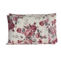 Par de Fronhas 100% Algodão Ponto Palito Estampadas Esmeralda Rosê