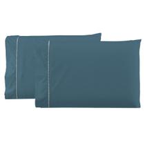 Par De Fronhas 70x50 Percal 400 Fios 100% Algodão Acetinado Ponto Palito Marinho