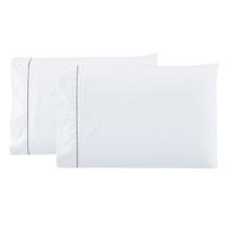 Par De Fronhas 90x50 Percal 400 Fios 100% Algodão Acetinado Ponto Palito Branco
