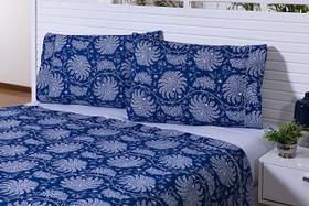 Par de Fronhas Avulsas 80x60cm Percal 100% Algodão 180 Fios Estampado Mandala c/ Barrado Par de Fronhas Avulsas 80x60cm Percal 100% Algodão 180 Fios Estampado Mandala c/ Barrado