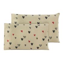 Par de fronhas envelope estampada - love bege Par de fronhas envelope estampada - love bege