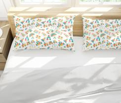 Par de Fronhas Estampa Brinquedos Blocos de Madeira Coloridos