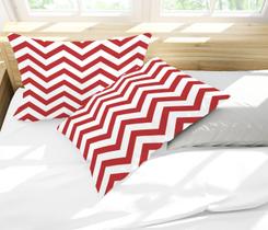 Par de Fronhas Estampa Chevron Vermelho e Branco