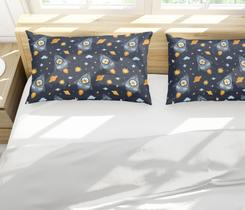 Par de Fronhas Estampa Ursinho Foguete Planeta
