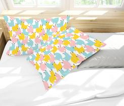 Par de Fronhas Estampadas Cute lhamas Amarelo, Rosa e Azul 50x70cm Par de Fronhas Estampadas Cute lhamas Amarelo, Rosa e Azul 50x70cm