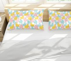 Par de Fronhas Estampadas Cute lhamas Amarelo, Rosa e Azul 50x70cm Par de Fronhas Estampadas Cute lhamas Amarelo, Rosa e Azul 50x70cm