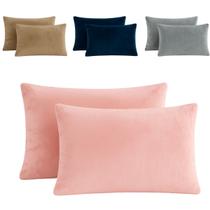 Par De Fronhas Plush Soft Para Travesseiros 70x50 Macio Par De Fronhas Plush Soft Para Travesseiros 70x50 Macio