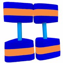 Par de Halter Hidroginástica Laranja Azul Tamanho G 5 7 Kgs 1 Fit