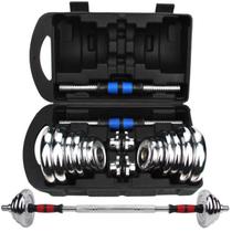 Par de Halter Mais Barra Ajustável 20kg Musculação Dumbbell