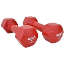 Par de Halter Sextavado em Vinil Ahead Sports 3kg Vermelho