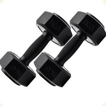 Par de Halter Sextavado Treino em Casa Academia Peso 1Kg cada Emborrachado Musculação