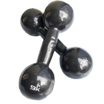 Par de Halteres 9KG Tipo Bola Cotonete Preto Par de Halteres 9KG Tipo Bola Cotonete Preto