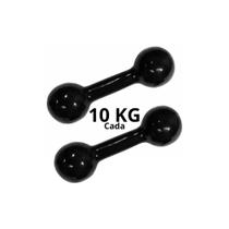 Par De Halteres Emborrachado Preto 10 Kg Fitness Musculação