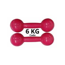 Par De Halteres Emborrachado Rosa 6 Kg Fitness Musculação