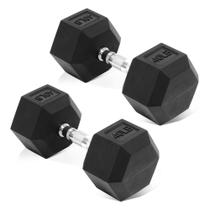 Par de Halteres Hexagonais Fitvids 18kg com Revestimento de Borracha Par de Halteres Hexagonais Fitvids 18kg com Revestimento de Borracha