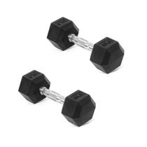 Par de halteres hexagonais Fitvids revestidos de borracha de 10 lb