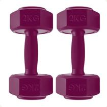 Par de Halteres Pesos 2kg Sextavado Vermelho Antiderrapante Revestido deal para Treino em Casa, Acad