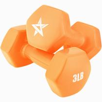 Par de Halteres Yes4All 3 lb Revestidos em Vinil Laranja