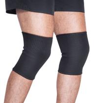 Par de Joelheiras Elásticas Para Suporte e Prevenção de Lesões de Joelho Preta Par de Joelheiras Elásticas Para Suporte e Prevenção de Lesões de Joelho Preta