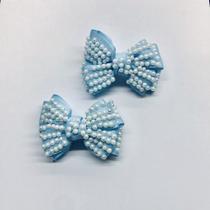 Par de Lacinhos Infantil com Pérolas Laço Luxo para Cabelo Várias Cores Acessório Feminino