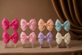 Par de Laço de Cabelo Infantil Modelo Princesa Par Luxuoso em Cores Delicadas