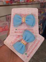 Par de laço gravatinha dupla jeans