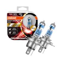 Par de Lâmpadas Osram H4 Night Breaker 200 3900K 12V 55 60w +200% Iluminação Alcance + 150m luz 20% mais Branca Automotiva Original
