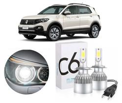 Par De Lampadas Super Led Branco Chicote Plug Baixo Estilo T-cross 2019 2020 2021 2022