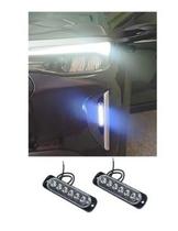 Par de LED DRL Auxiliar Universal 6 Leds Luz Branca