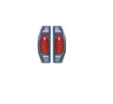 Par de Luminosos Ovais Olho De Gato Simples Vermelho Base Cromada Universal Sport