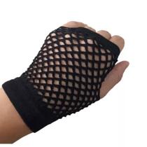 Par De Luva Arrastão Curta Preta Rock Gotica Cosplay