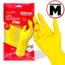 Par De Luva Látex Multiuso Vabene Amarela Impermeavel Tamanhos P M G Para Limpeza Banheiro Laboratório Cozinha Resistente Emborrachada Reforçada